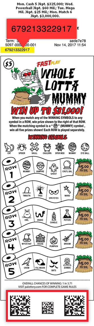 This ticket image shows where the barcodes can be found.