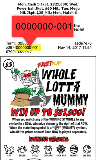 This ticket image shows where the Ticket Number can be found.