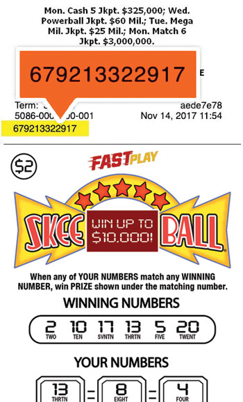 This ticket image shows where the Entry Number can be found.