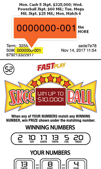 This ticket image shows where the Ticket Number can be found.