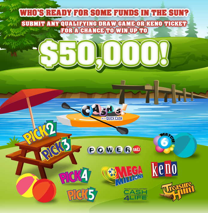 Who's ready for some funds in the sun? Submit any qualifying draw game or Keno ticket for a chance to win up to $50,000.